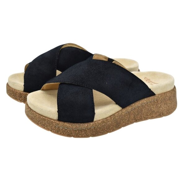 Dansko Shoes - Dansko Womens Size EU 38 Bridget Black Burnished Suede Comfort Slides Sandals